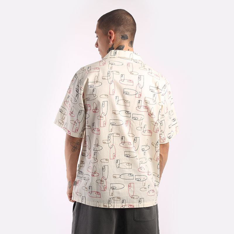 мужская бежевая рубашка Carhartt WIP S/S Sumor Shirt I031661-outline print - цена, описание, фото 4